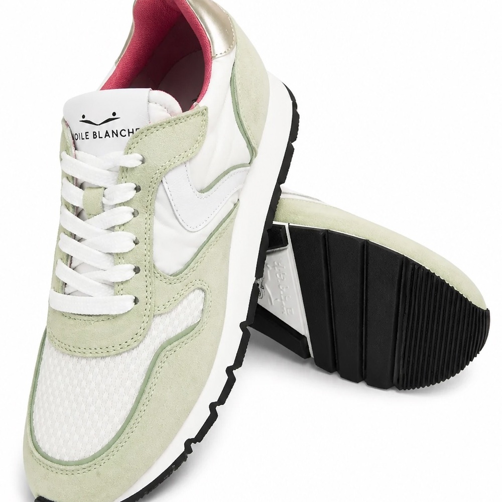 Voile Blanche Womenโs Mint & Pink Suede City Runner Comfort Sneakers - Picture 3 of 9